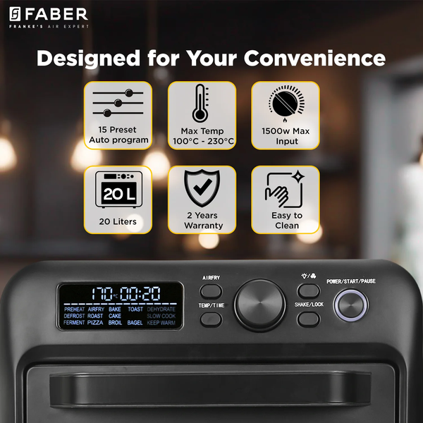 FABER Air Fryer Oven (20L) 15DG - Image 2