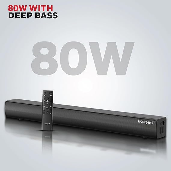 Honeywell New Launch Suono P3000 Soundbar with 80W Stereo Sound, 2.0Ch, Deep Bass, 3 EQ Mode, BT v5.3+EDR,Dual 58 * 90mm Drivers, Input Mode - AUX, USB, HDMI/ARC, Sleek Remote - Image 3
