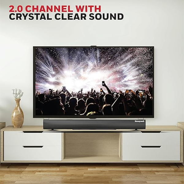 Honeywell New Launch Suono P3000 Soundbar with 80W Stereo Sound, 2.0Ch, Deep Bass, 3 EQ Mode, BT v5.3+EDR,Dual 58 * 90mm Drivers, Input Mode - AUX, USB, HDMI/ARC, Sleek Remote - Image 4